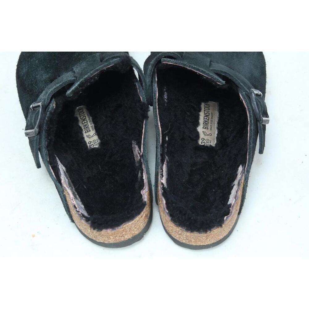 Birkenstock Boston Shearling Clogs Shoes Slip On Black Suede Women's 39 / 8 - Picture 4 of 12